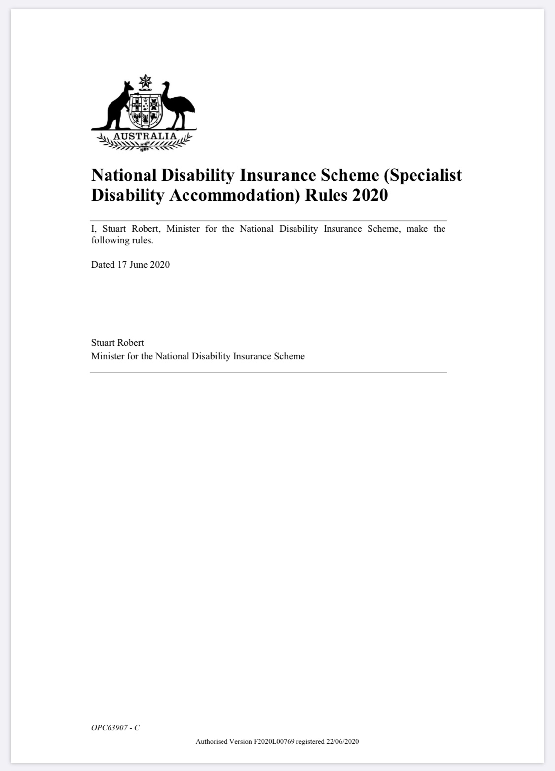 NDIS Rules 2020